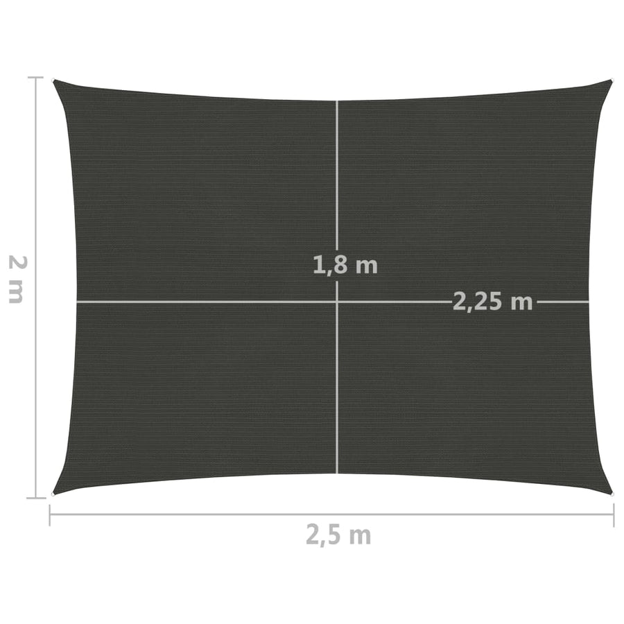 Zonnezeil 160 g/m² 2x2,5 m HDPE antracietkleurig 2.5 x 2 m