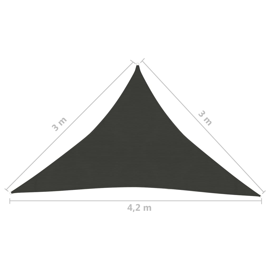 Zonnezeil 160 G/M² 3X3X4,2 M Hdpe Kleurig Antraciet 3 x 3 x 4.2 m