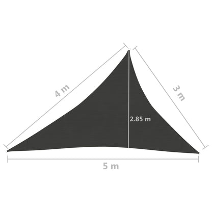 Zonnezeil 160 g/m² 3x4x5 m HDPE antracietkleurig 3 x 4 x 5 m