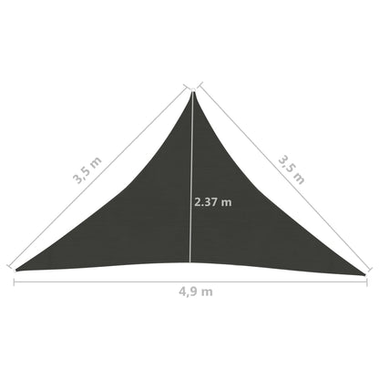 Zonnezeil 160 G/M² 3,5X3,5X4,9 M Hdpe Kleurig Antraciet 3.5 x 3.5 x 4.9 m
