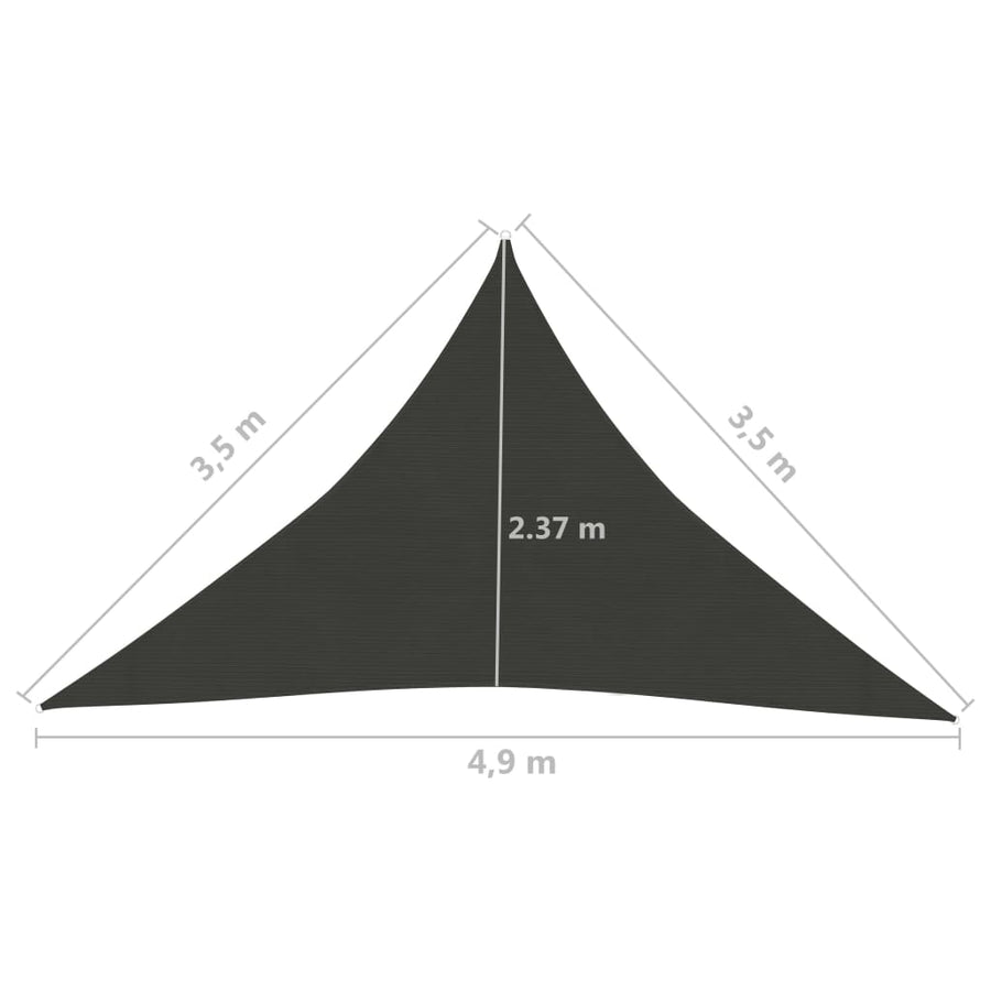Zonnezeil 160 G/M² 3,5X3,5X4,9 M Hdpe Kleurig Antraciet 3.5 x 3.5 x 4.9 m
