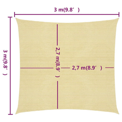 Zonnezeil 160 g/m² 3x3 m HDPE beige 3 x 3 m Beige