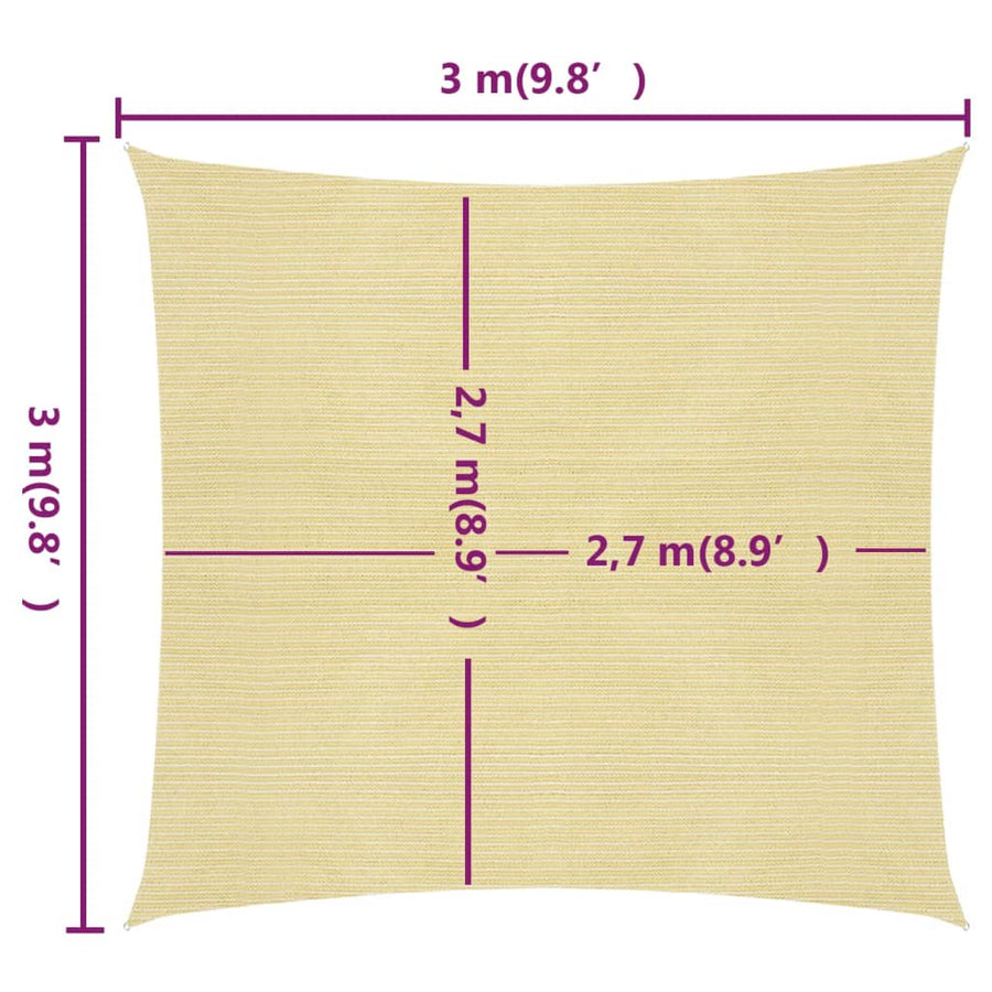 Zonnezeil 160 g/m² 3x3 m HDPE beige 3 x 3 m Beige