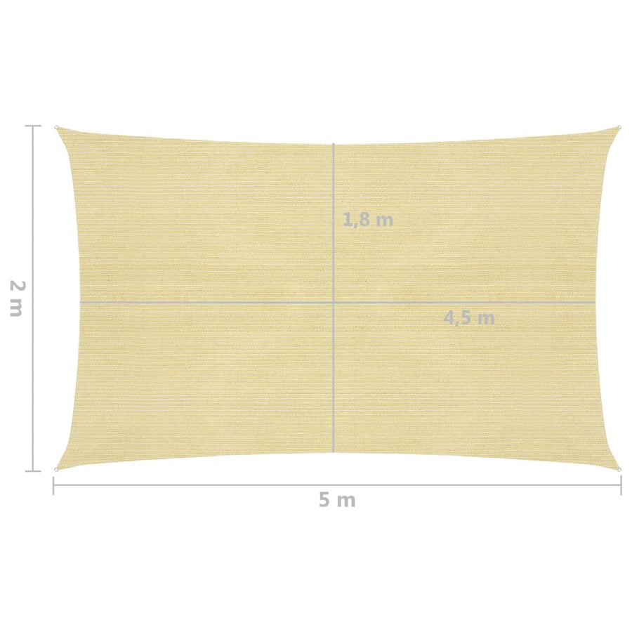 Zonnezeil 160 g/m² 2x5 m HDPE beige 2 x 5 m