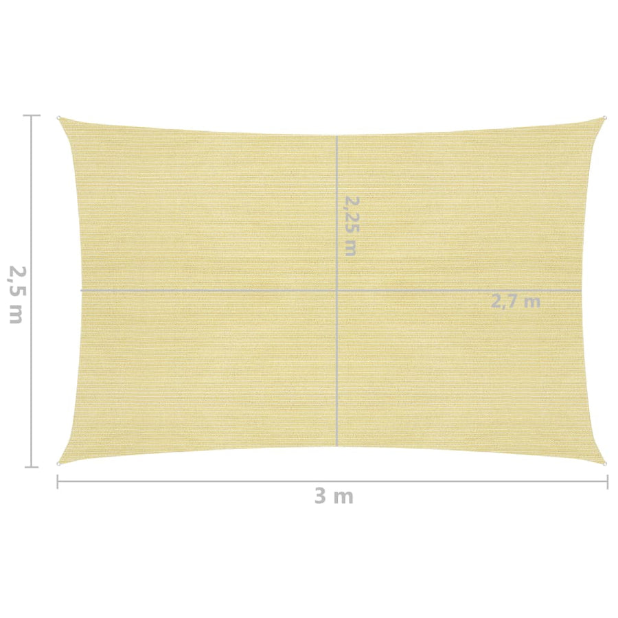 Zonnezeil 160 g/m² 2,5x3 m HDPE beige 2.5 x 3 m