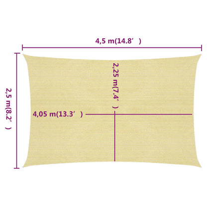 Zonnezeil 160 g/m² 2,5x4,5 m HDPE beige 2.5 x 4.5 m