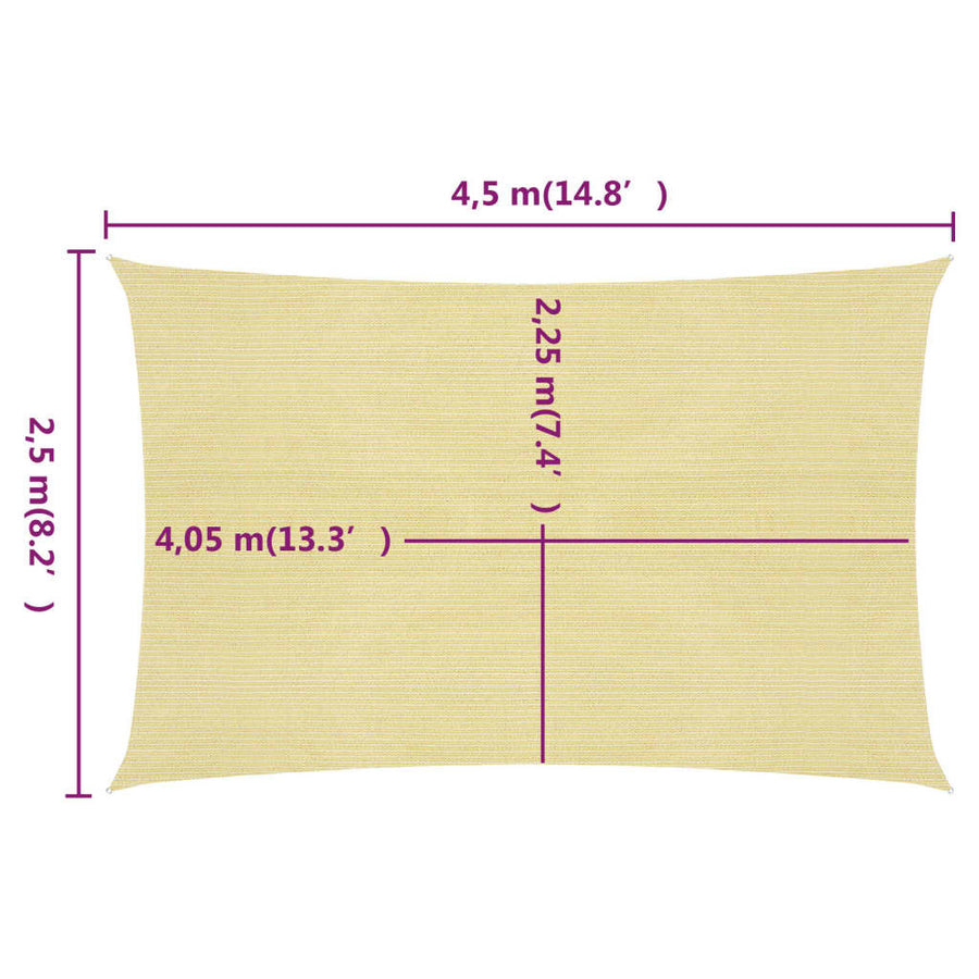 Zonnezeil 160 g/m² 2,5x4,5 m HDPE beige 2.5 x 4.5 m