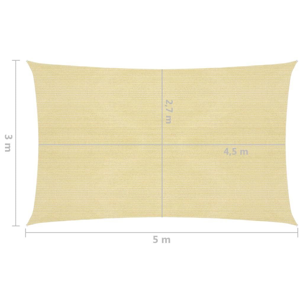 Zonnezeil 160 g/m² 3x5 m HDPE beige 3 x 5 m