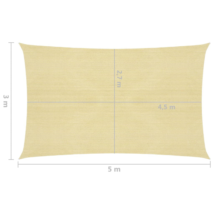 Zonnezeil 160 g/m² 3x5 m HDPE beige 3 x 5 m