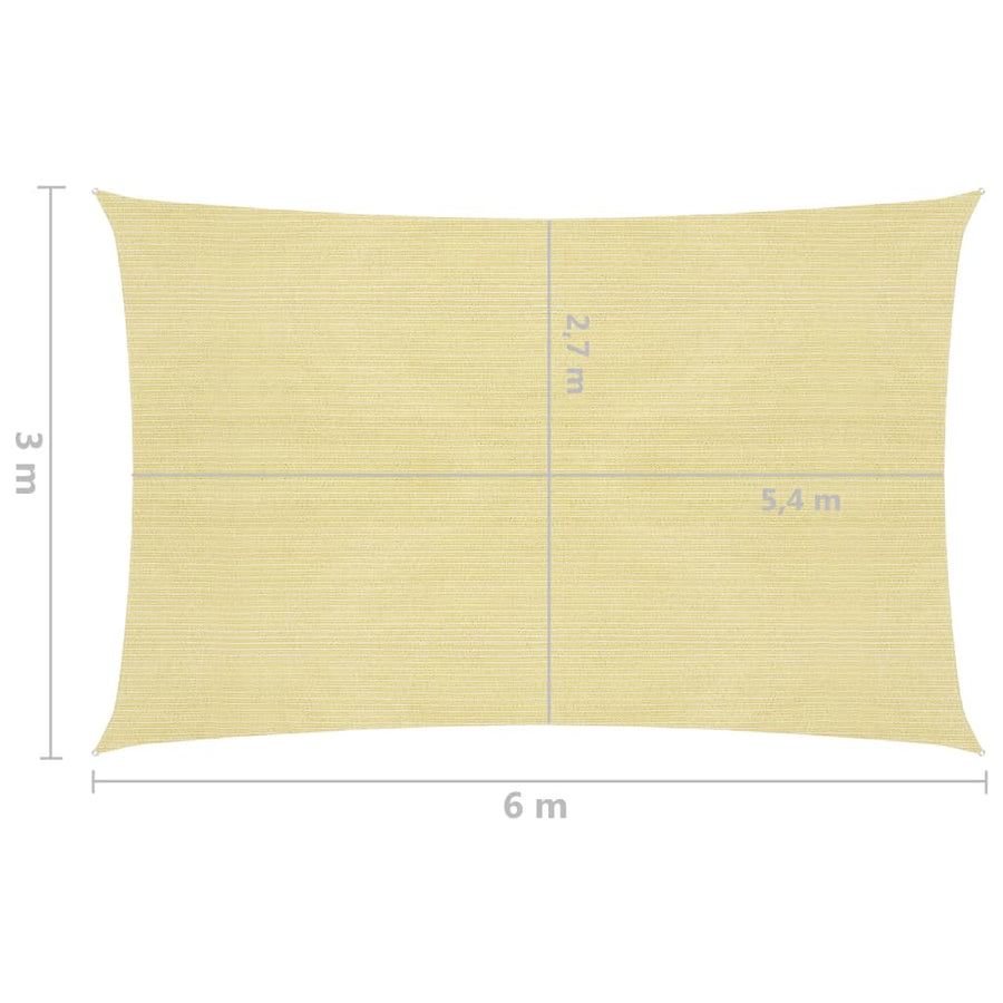 Zonnezeil 160 G/M² Hdpe Beige 3 x 6 m