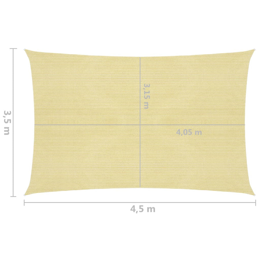 Zonnezeil 160 g/m² 3,5x4,5 m HDPE beige 3.5 x 4.5 m