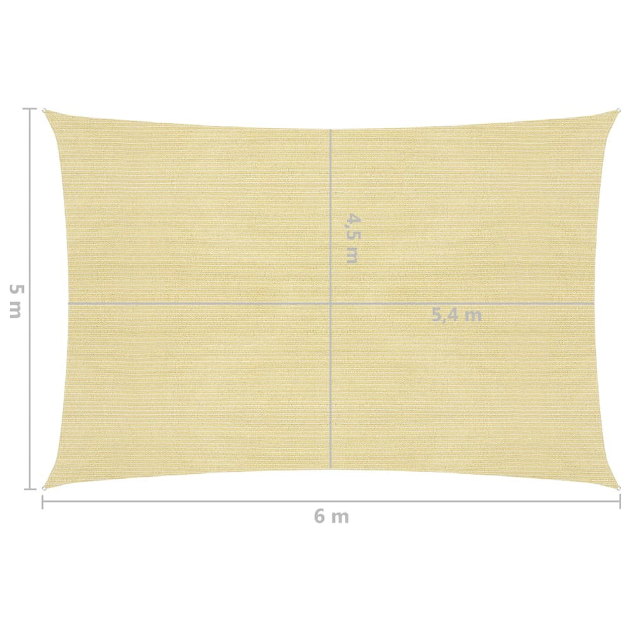 Zonnezeil 160 g/m² 5x6 m HDPE beige 5 x 6m