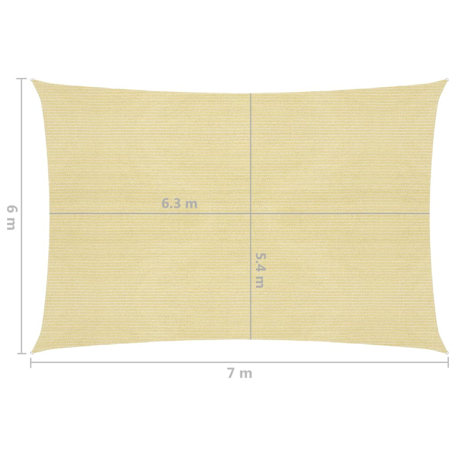 Zonnezeil 160 G/M² Hdpe Beige 6 x 7 m