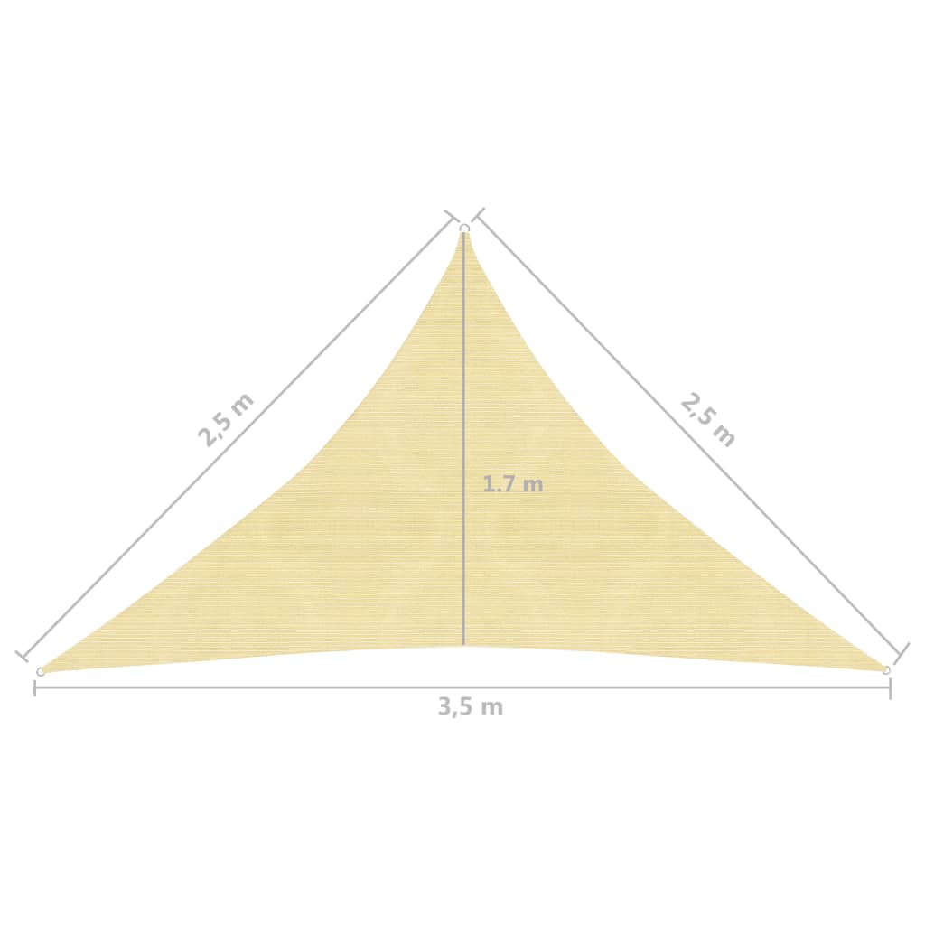 Zonnezeil 160 G/M² 2,5X2,5X3,5 M Hdpe Beige 2.5 x 2.5 x 3.5 m