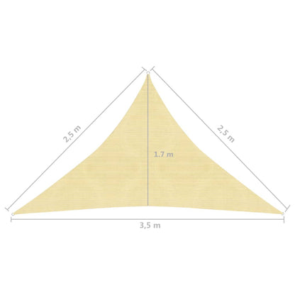 Zonnezeil 160 G/M² 2,5X2,5X3,5 M Hdpe Beige 2.5 x 2.5 x 3.5 m