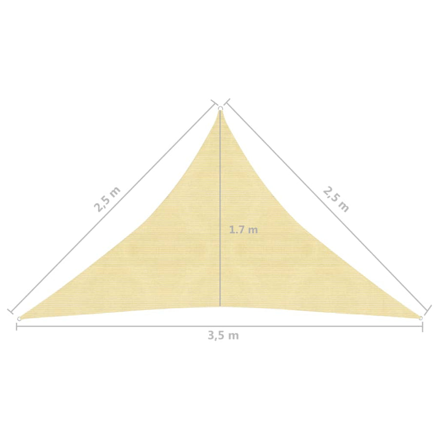Zonnezeil 160 G/M² 2,5X2,5X3,5 M Hdpe Beige 2.5 x 2.5 x 3.5 m