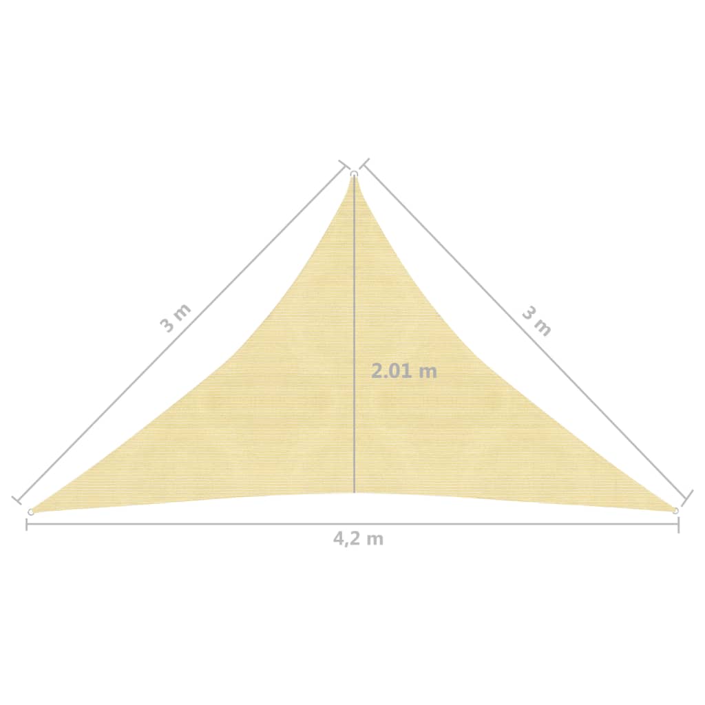 Zonnezeil 160 G/M² 3X3X4,2 M Hdpe Beige 3 x 3 x 4.2 m