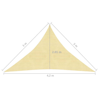 Zonnezeil 160 G/M² 3X3X4,2 M Hdpe Beige 3 x 3 x 4.2 m