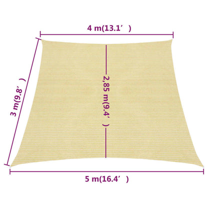 Zonnezeil 160 G/M² Hdpe 4/5 x 3 m Beige