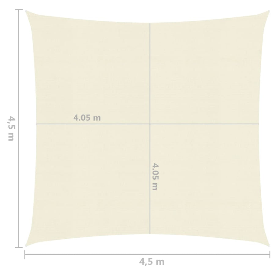 Zonnezeil 160 g/m² 4,5x4,5 m HDPE crèmekleurig 4.5 x 4.5 m Crème