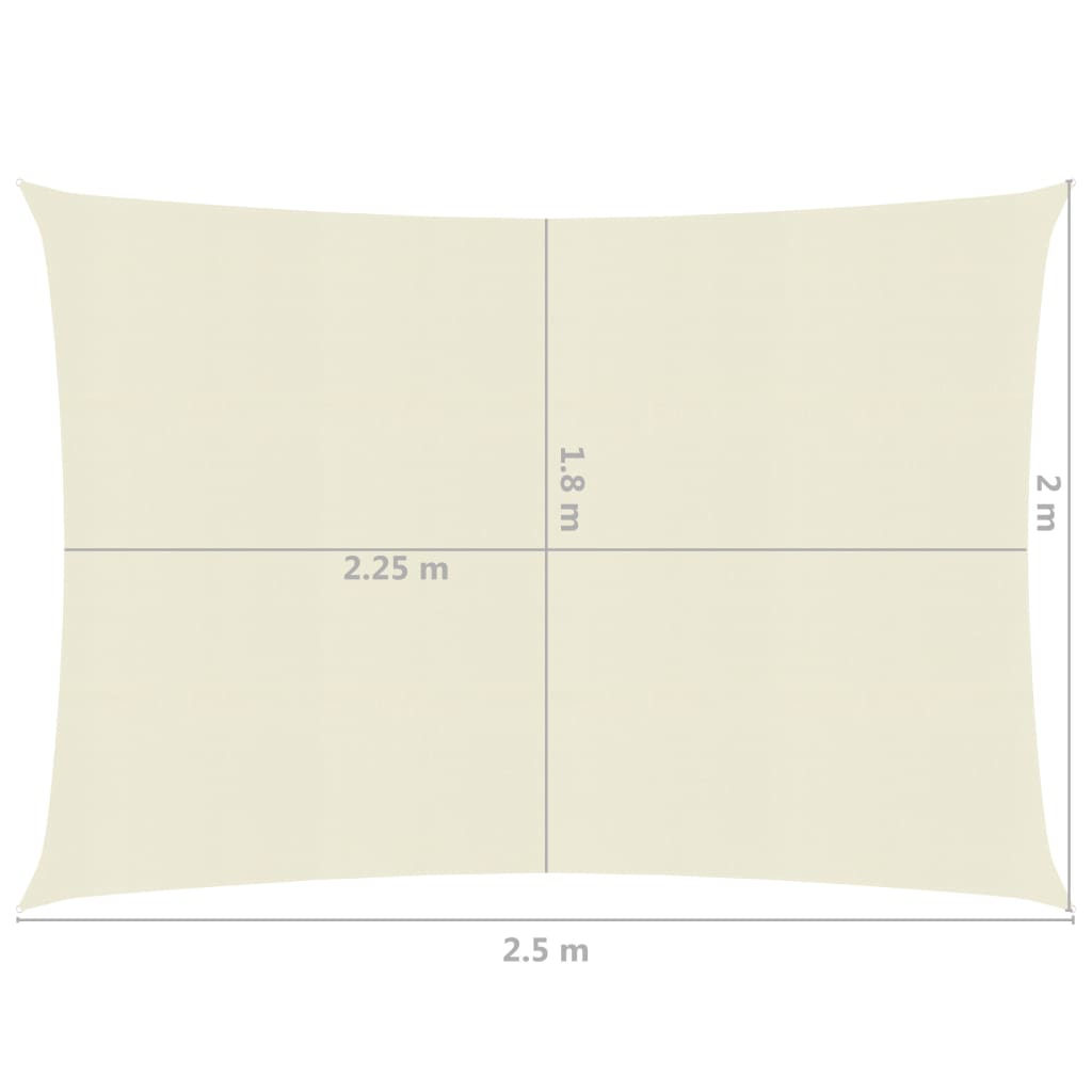 Zonnezeil 160 G/M² 2X2,5 M Hdpe Kleurig Crème 2.5 x 2 m