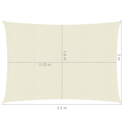 Zonnezeil 160 G/M² 2X2,5 M Hdpe Kleurig Crème 2.5 x 2 m