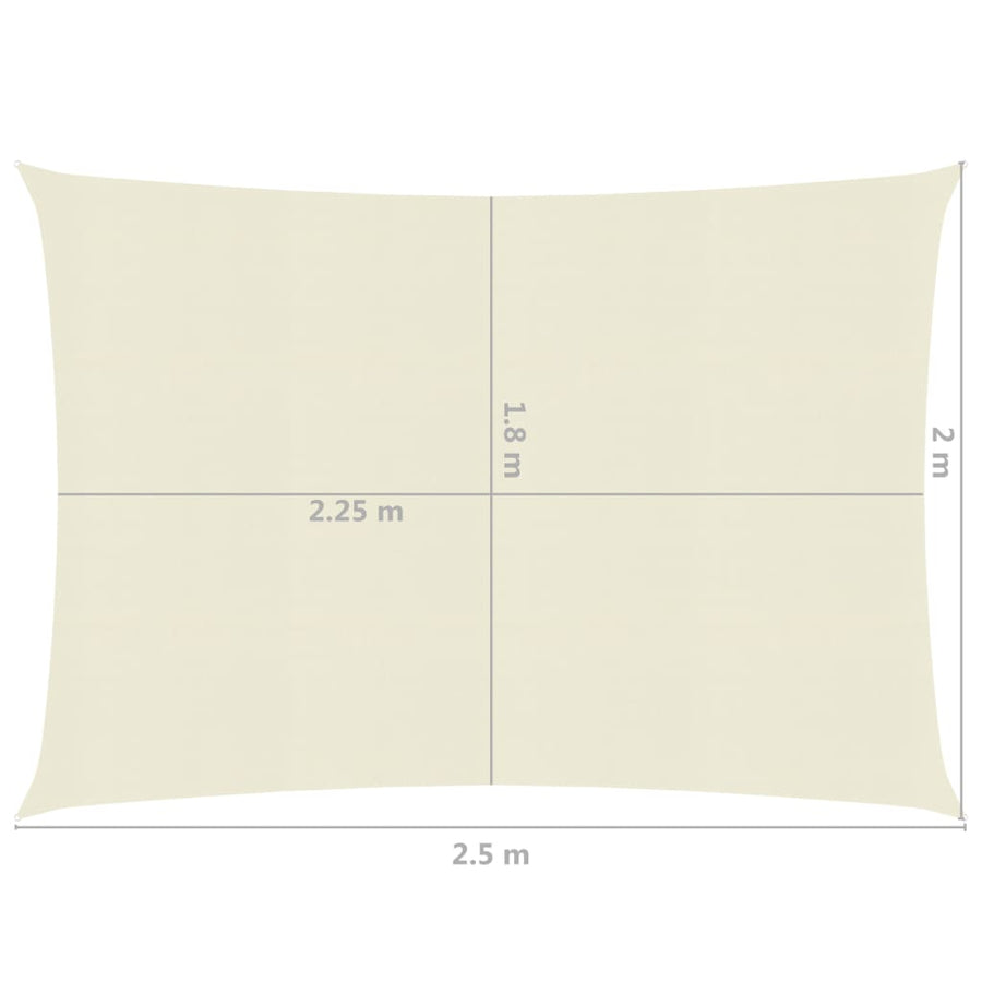 Zonnezeil 160 G/M² 2X2,5 M Hdpe Kleurig Crème 2.5 x 2 m