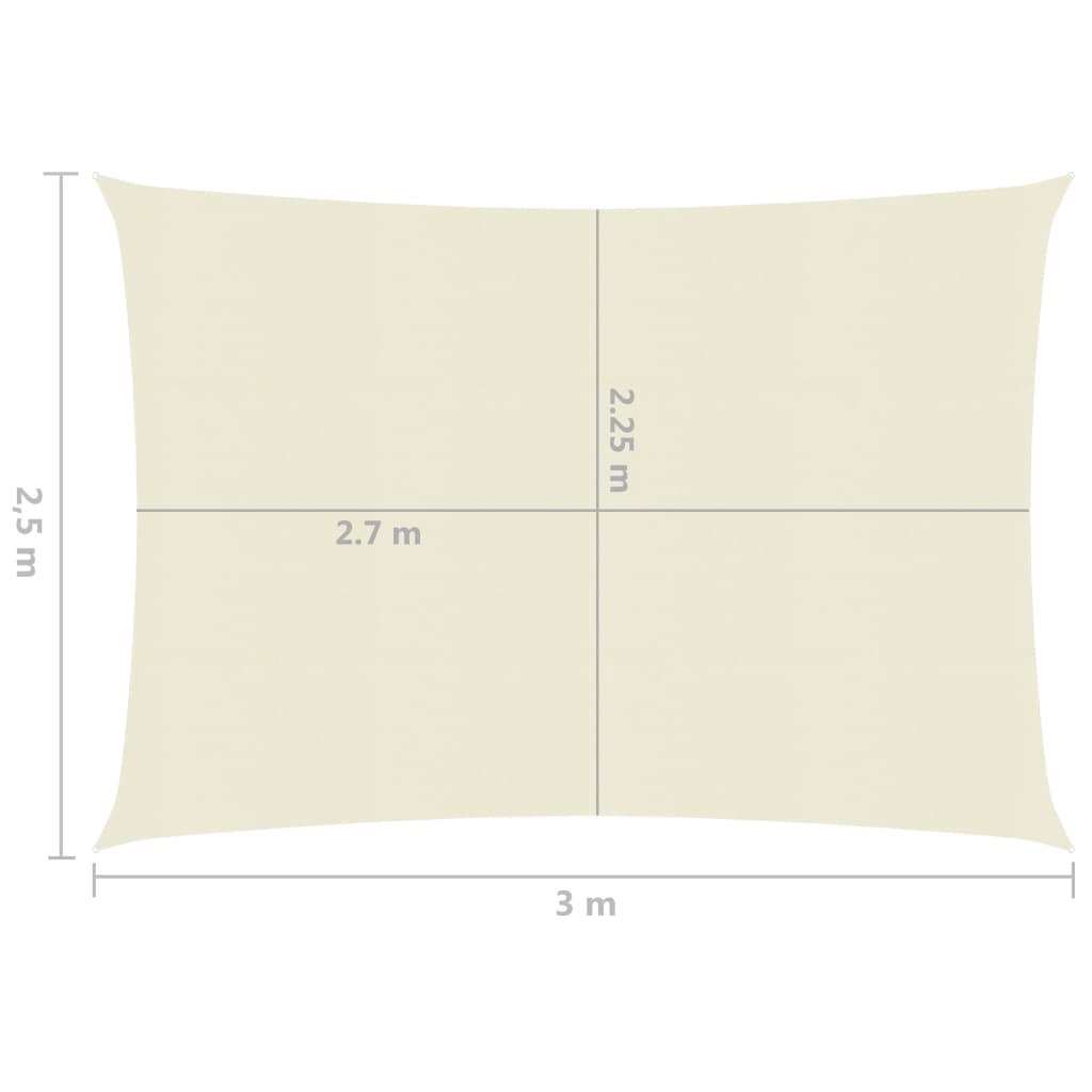 Zonnezeil 160 G/M² 2,5X3 M Hdpe Kleurig Crème 2.5 x 3 m