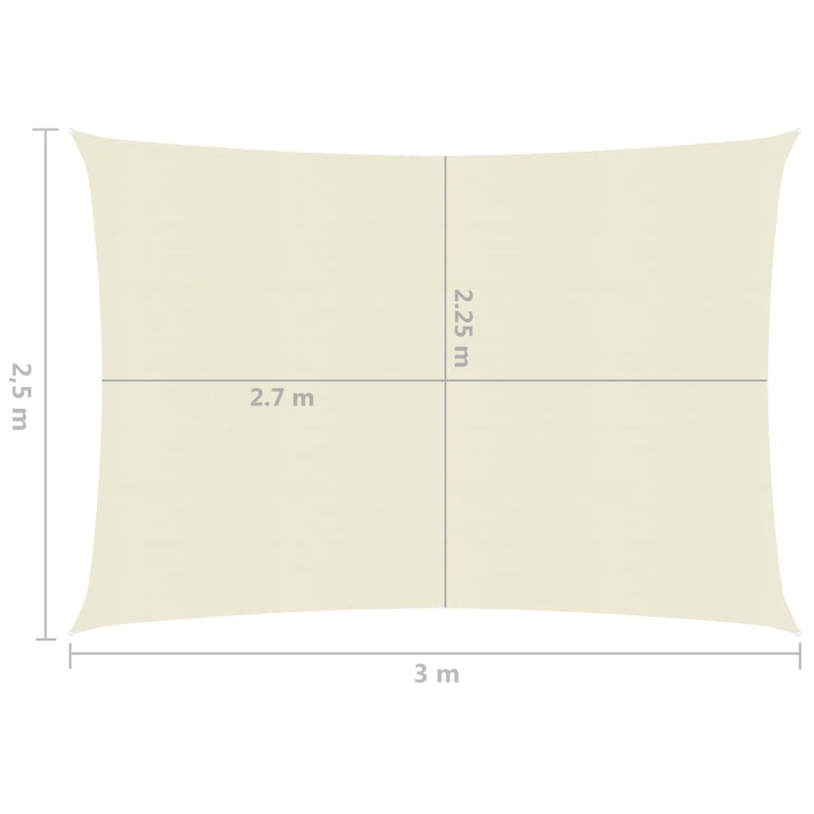 Zonnezeil 160 G/M² 2,5X3 M Hdpe Kleurig Crème 2.5 x 3 m