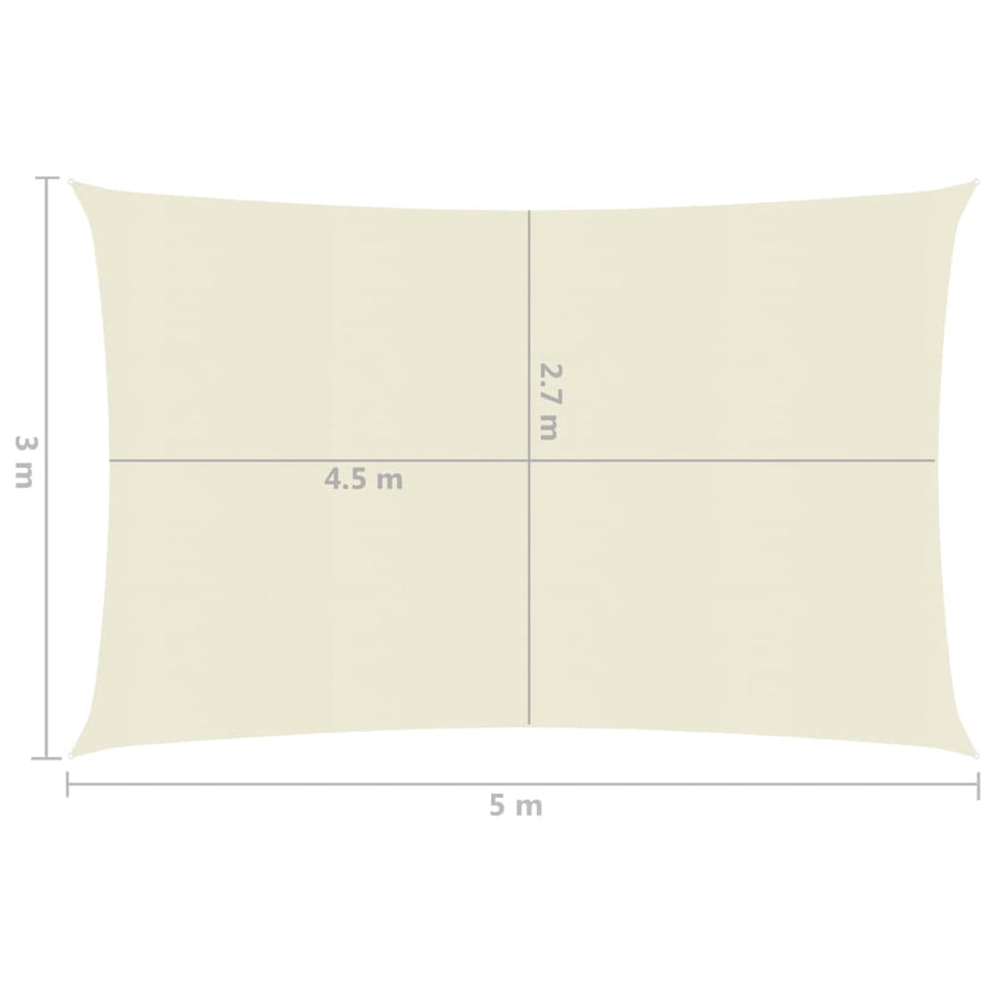 Zonnezeil 160 G/M² Hdpe Kleurig Crème 3 x 5 m
