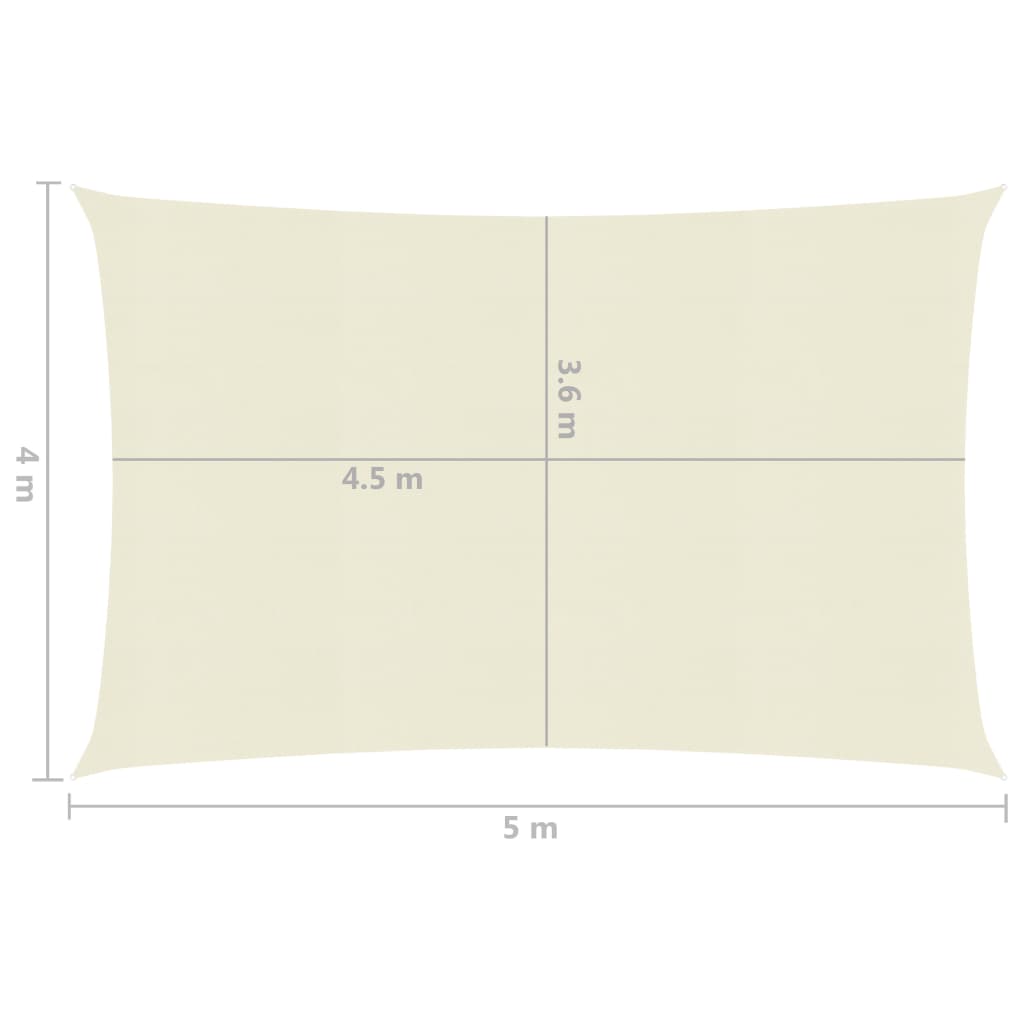 Zonnezeil 160 G/M² 4X5 M Hdpe Crèmekleurig Crème 4 x 5 m
