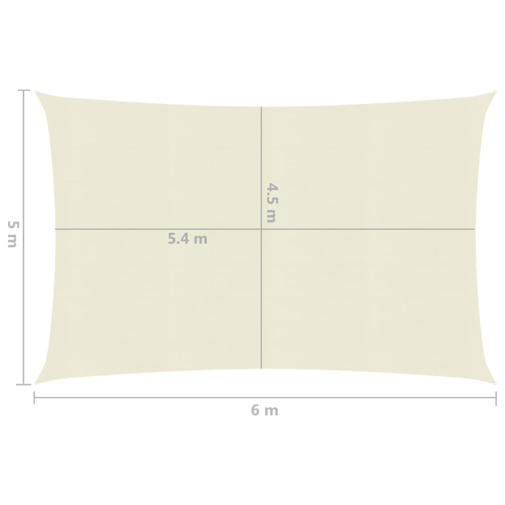 Zonnezeil 160 G/M² Hdpe Kleurig Crème 5 x 6 m