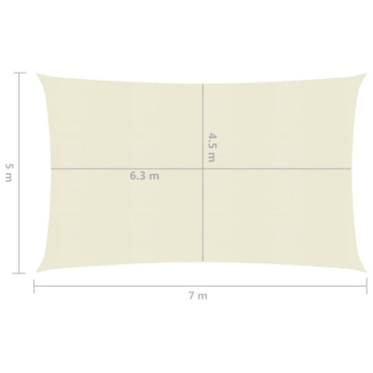 Zonnezeil 160 G/M² 5X7 M Hdpe Kleurig Crème 7 x 5 m
