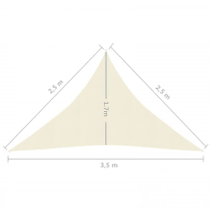 Zonnezeil 160 G/M² 2,5X2,5X3,5 M Hdpe Kleurig Crème 2.5 x 2.5 x 3.5 m
