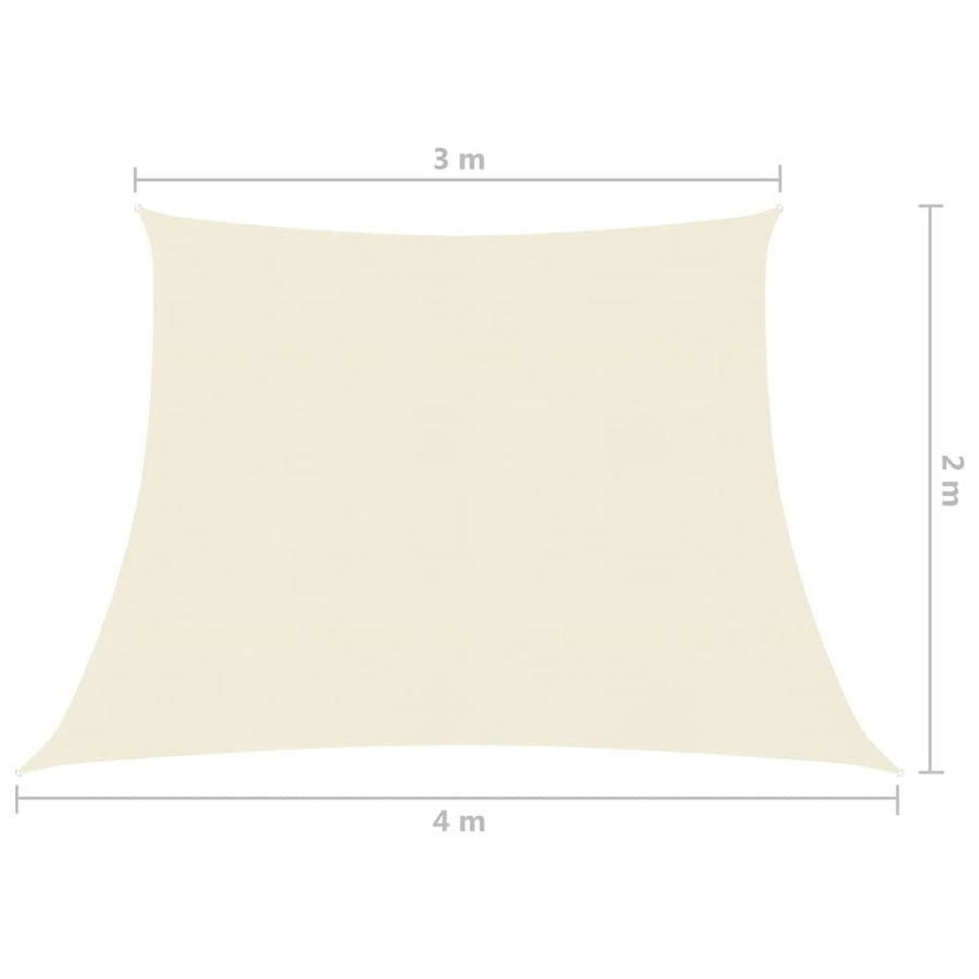 Zonnezeil 160 G/M² Hdpe Kleurig 3/4 x 2 m Crème