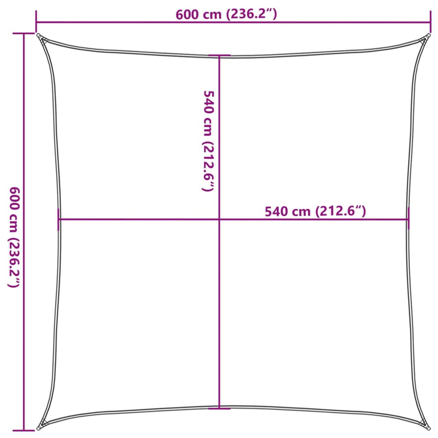Zonnezeil 160 g/m² 6x6 m HDPE terracottakleurig