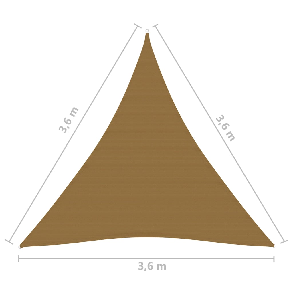 Zonnezeil 160 G/M² 3,6X3,6X3,6 M Hdpe Taupe 3.6 x 3.6 x 3.6 m