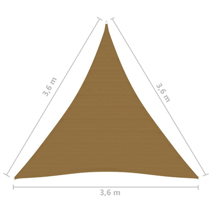 Zonnezeil 160 G/M² 3,6X3,6X3,6 M Hdpe Taupe 3.6 x 3.6 x 3.6 m