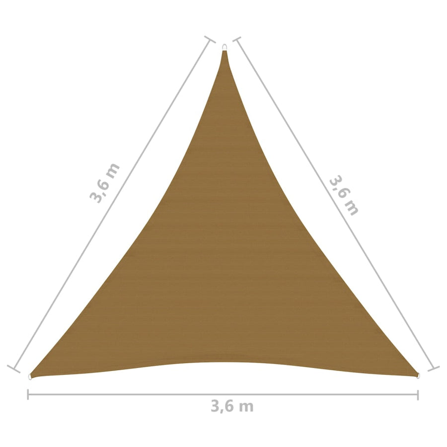 Zonnezeil 160 G/M² 3,6X3,6X3,6 M Hdpe Taupe 3.6 x 3.6 x 3.6 m
