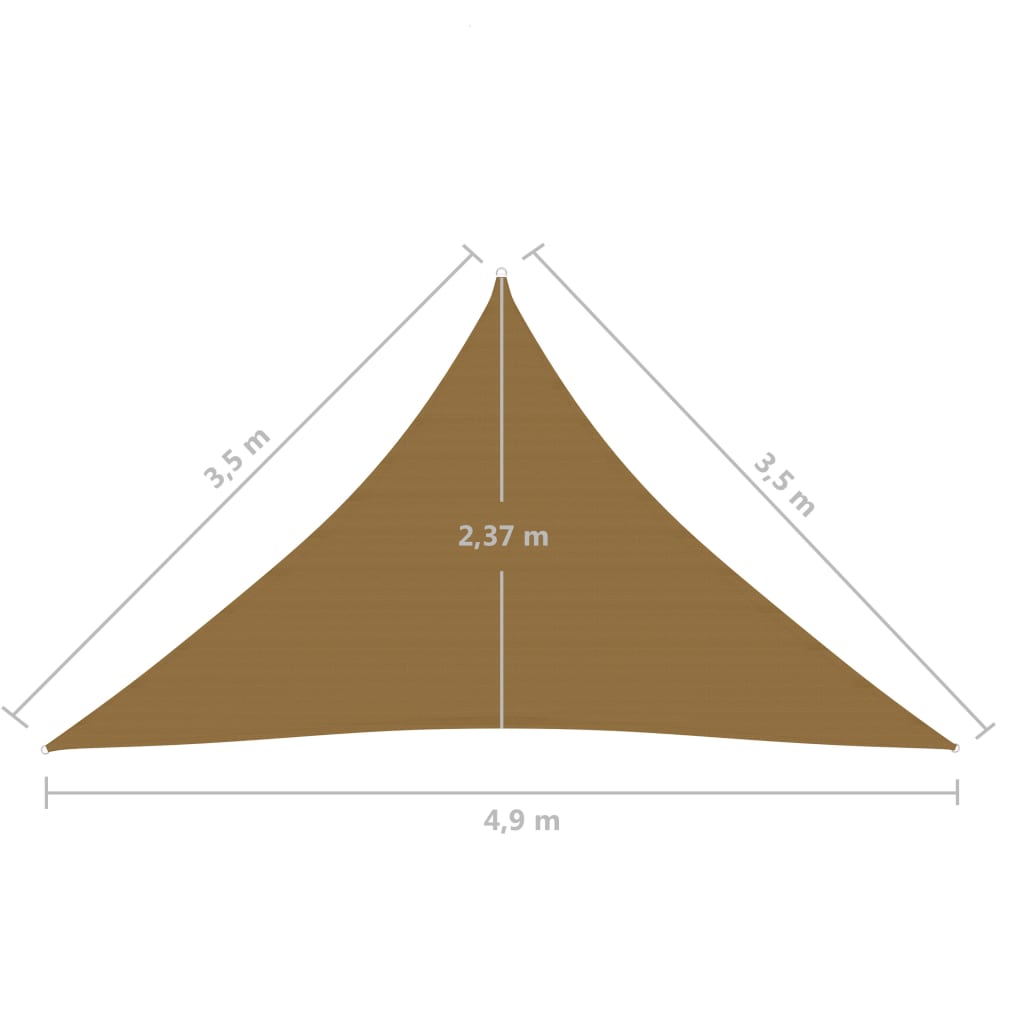 Zonnezeil 160 G/M² 3,5X3,5X4,9 M Hdpe Taupe 3.5 x 3.5 x 4.9 m