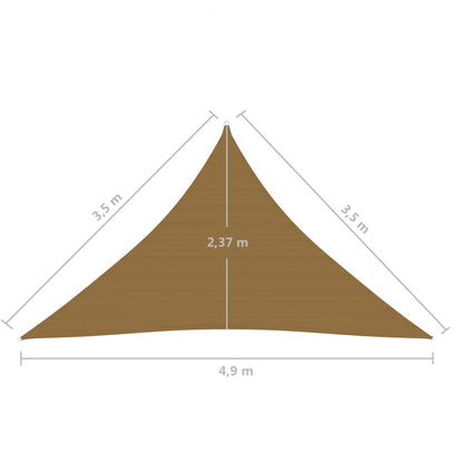 Zonnezeil 160 G/M² 3,5X3,5X4,9 M Hdpe Taupe 3.5 x 3.5 x 4.9 m