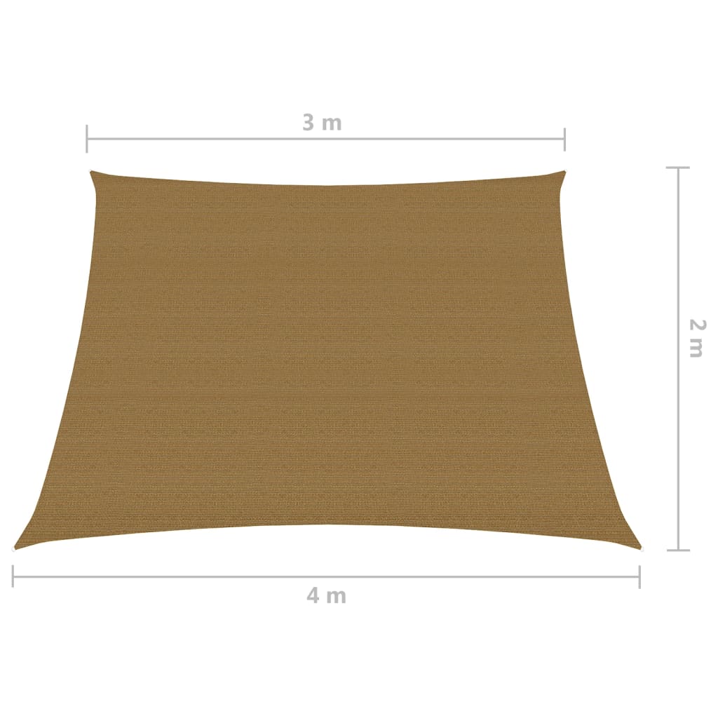 Zonnezeil 160 G/M² Hdpe 3/4 x 2 m Taupe