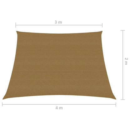 Zonnezeil 160 G/M² Hdpe 3/4 x 2 m Taupe
