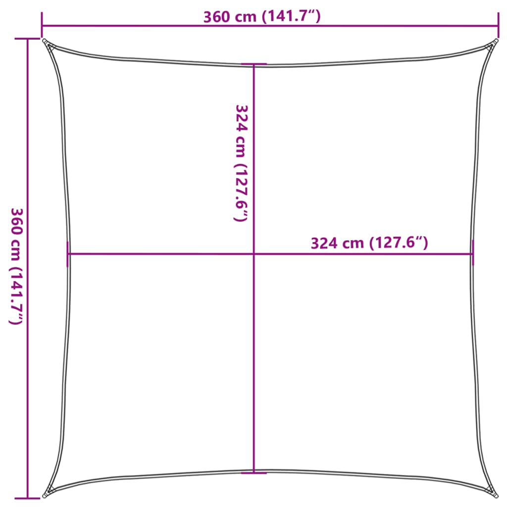 Zonnezeil 160 G/M² 3,6X3,6 M Hdpe Donkergroen 3.6 x 3.6 m