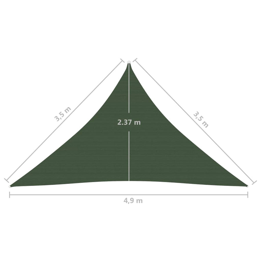 Zonnezeil 160 G/M² 3,5X3,5X4,9 M Hdpe Donkergroen 3.5 x 3.5 x 4.9 m