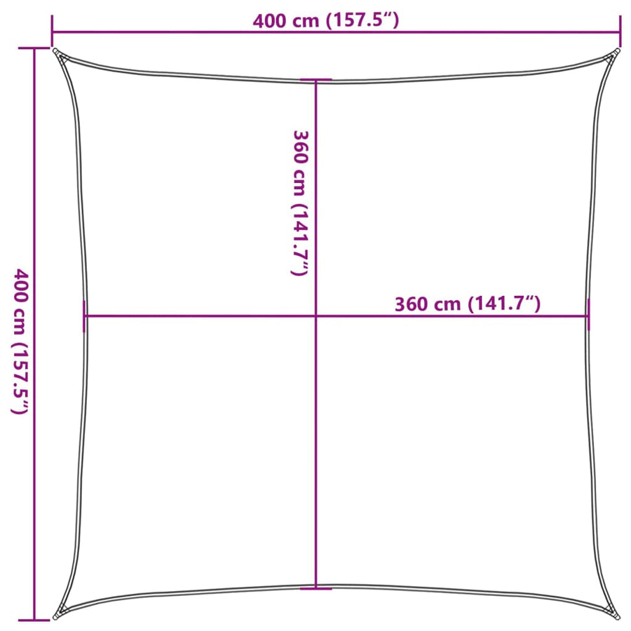 Zonnezeil 160 G/M² Vierkant Hdpe 4 x 4 m