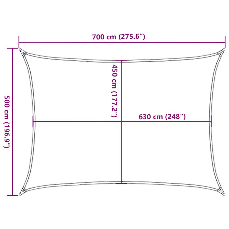 Zonnezeil 160 G/M² Rechthoekig Hdpe Blauw 5 x 7 m