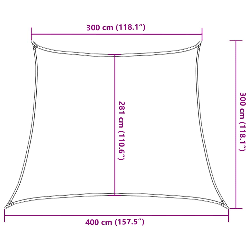 Zonnezeil 160 g/m² trapezium 3/4x3 m HDPE blauw