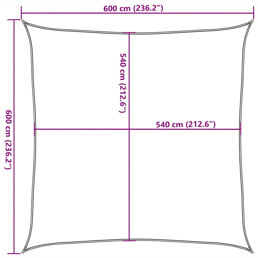Zonnezeil 160 G/M² Vierkant Hdpe Geel 6 x 6 m