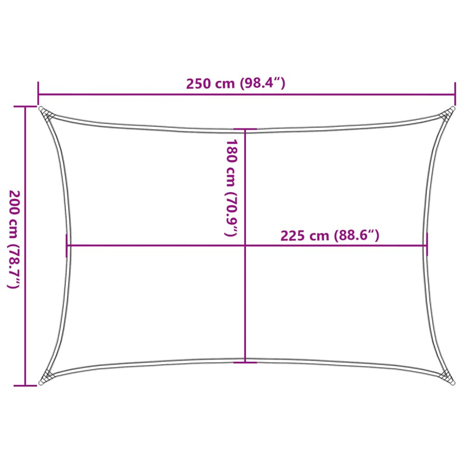 Zonnezeil 160 G/M² Rechthoekig 2X2,5 M Hdpe Geel 2 x 2.5 m